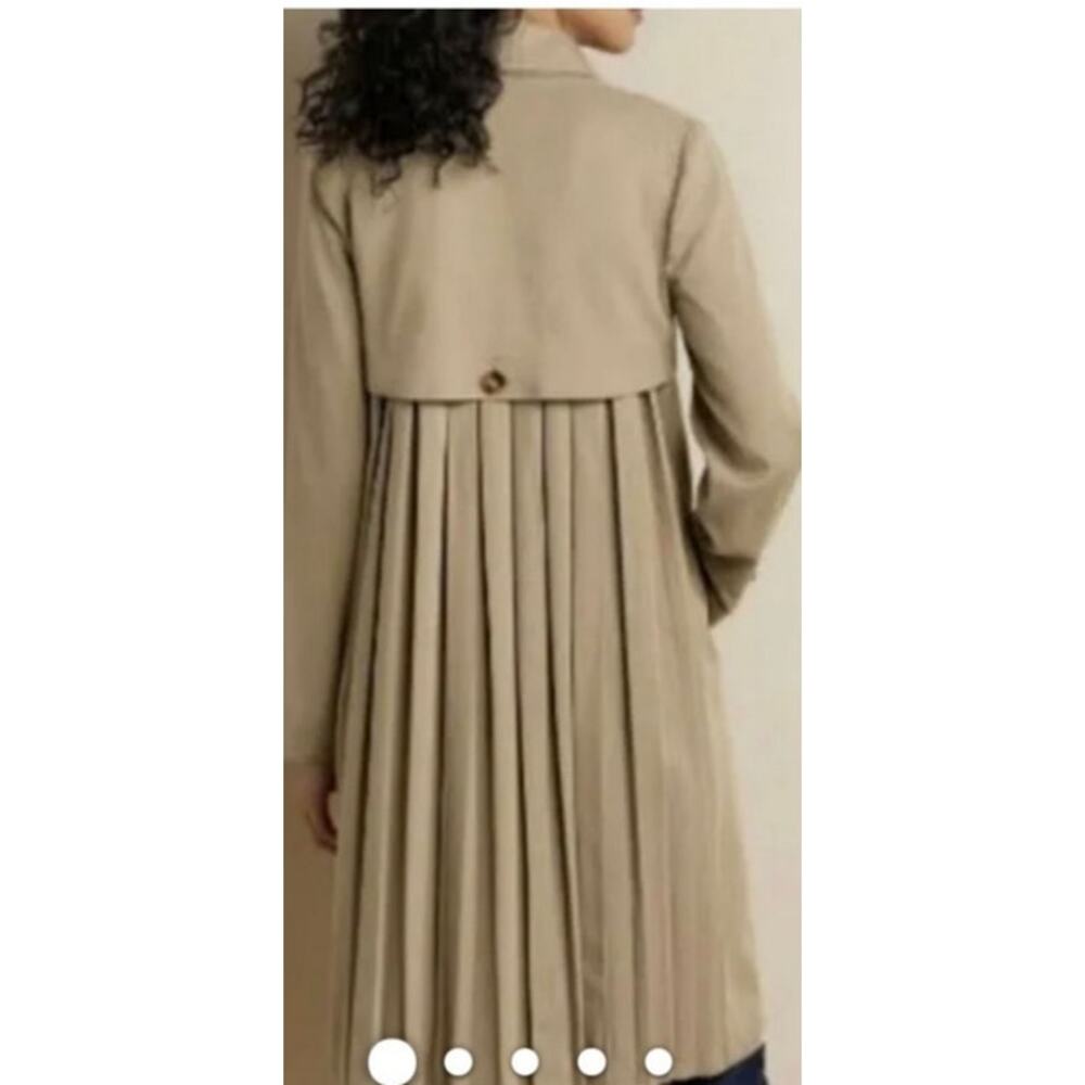 Soft Surroundings Camel Tan Long Trench Coat Small Pleated
